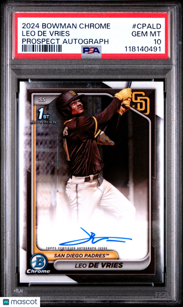2024 Bowman Chrome Prospect Autographs Leo De Vries #CPALD PSA 10