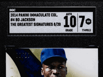 2014 Panini Immaculate Collection Bo Jackson #4 The Greatest Sigs. SGC 7 Auto 10
