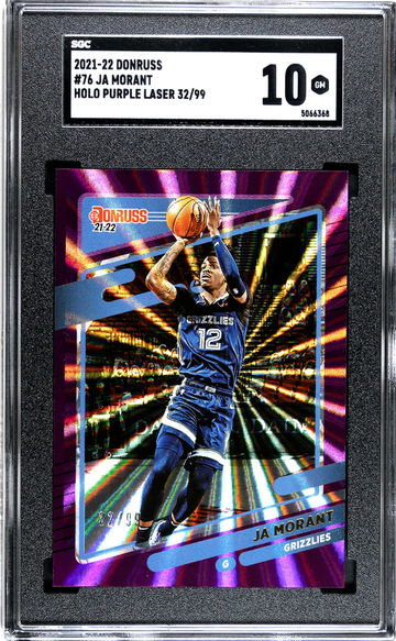 2021-22 Donruss #76 Ja Morant Holo Purple Laser /99 SGC 10