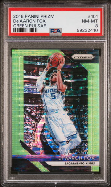 2018 Panini Prizm Green Pulsar Prizm De'Aaron Fox #151 /25 PSA 8