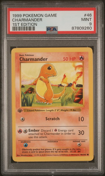 1999 Pokemon Base Set 1st Edition Charmander #46 PSA 9