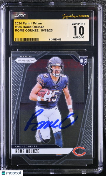 2024 Panini Prizm Rome Odunze #385 Rookie CGC 10 Auto 10