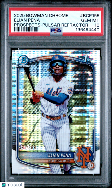 2025 Bowman Chrome Prospects Elian Pena #BCP155 Pulsar /399 PSA 10