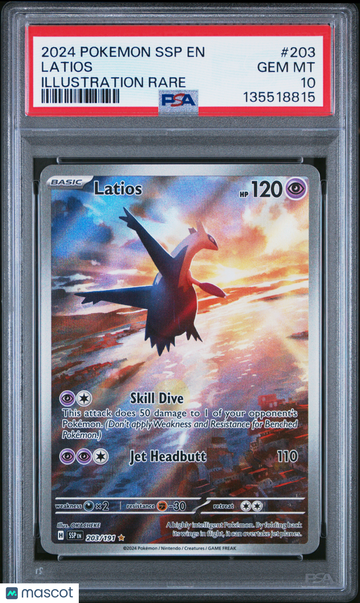 Surging Sparks Latios Holo Illustration Rare PSA 10 #203