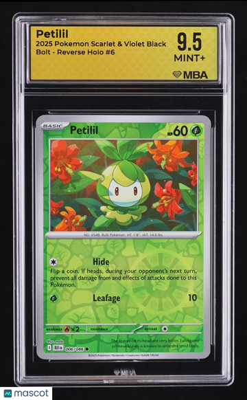 2025 Pokemon Scarlet & Violet Black Bolt Petilil Reverse Holo MBA 9.5 #6