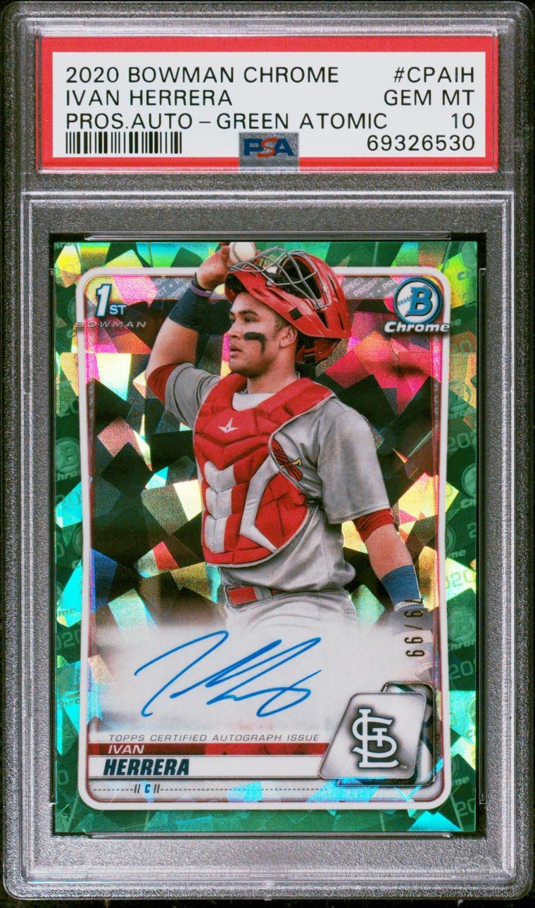 Ivan Herrera - 2020 Bowman Chrome Prospects Rookie Auto - Green Atomic refractor - 79/89 - PSA 10