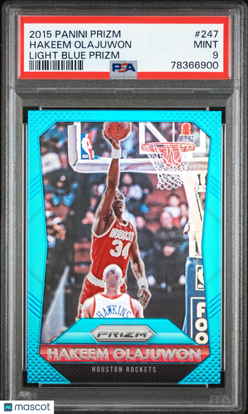 2015 Panini Prizm Hakeem Olajuwon #247 Light Blue PSA 9
