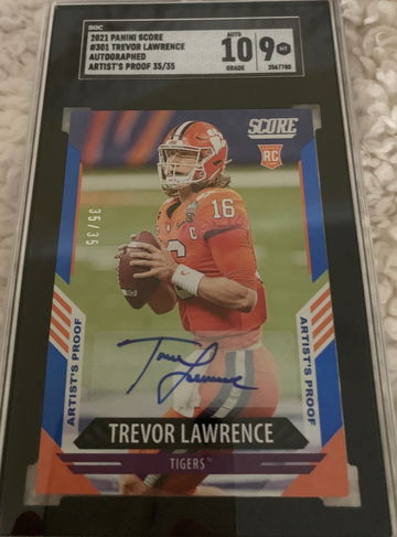 2021 Panini Score Rookie Signature Artist’s Proof Trevor Lawrence RC #301