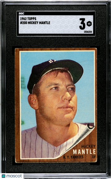 1962 Topps Mickey Mantle #200 SGC 3