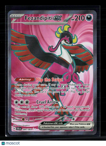 2024 Pokemon Shrouded Fable Fezandipiti ex Secret Rare Holo Trading Card 84/64