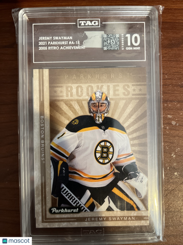 2021-22 Upper Deck Parkhurst - 2005-06 Retro Achievements Jeremy Swayman #A-15 [None] Rookie TAG 10