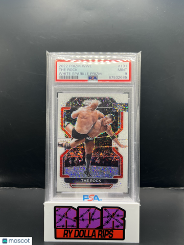 2022 Panini Prizm WWE The Rock #191 White Sparkle PSA 9