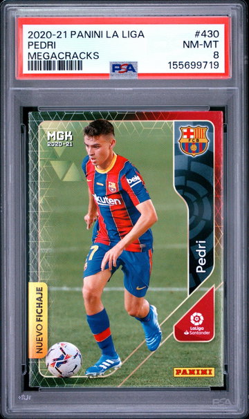 2020 Panini Megacracks La Liga Nuevo Fichaje Pedri #430 PSA 8