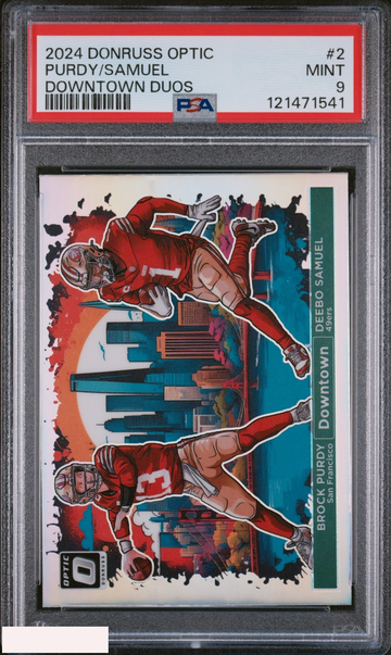 2024 PANINI DONRUSS OPTIC DOWNTOWN DUOS PURDY SAMUEL #2 49ERS PSA 9 MINT