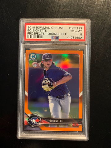2018 Bowman chrome Orange Refractor/25 Bo Bichette  psa 8