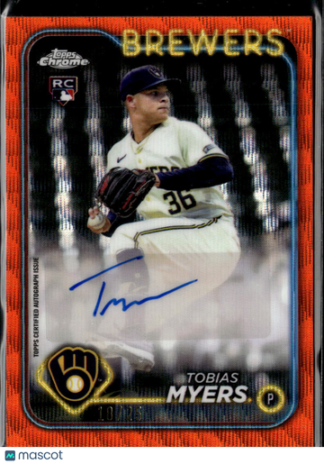 Tobias Myers 2024 Topps Chrome RC Auto Orange Wave Refractor Milwaukee Brewers