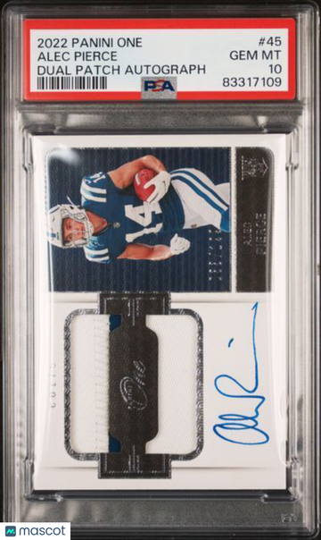 2022 Panini One Alec Pierce #45 Dual Patch Autograph PSA 10