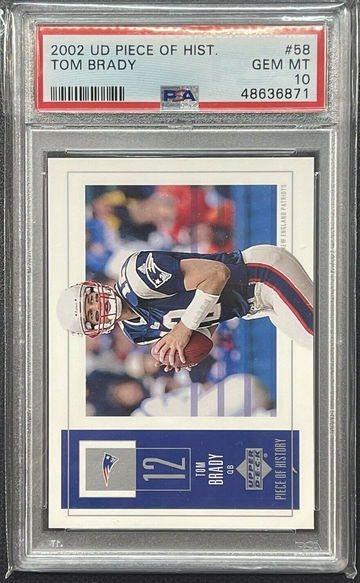 2002 UD Piece Of History Tom Brady SP Insert PSA 10 Gem Mint #58 2nd Rookie Year