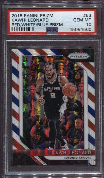 2018 Panini Prizm Kawhi Leonard Red White Blue PSA 10