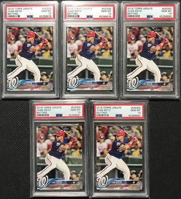 Juan Soto 2018 Topps Update Batting #US300 PSA 10 (Lot of 5)