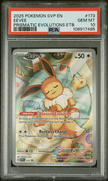 2025 Pokemon Scarlet and Violet Prismatic Evolutions Elite Trainer Box Eevee #173 PSA 10