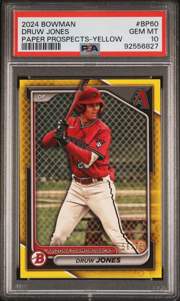 2024 Bowman Yellow Druw Jones #BP60 /75 PSA 10