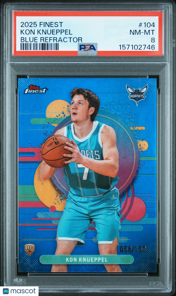 2025 Topps Finest Kon Knueppel #104 Blue Refractor /150 PSA 8