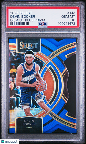 2023 Panini Select Devin Booker #143 Die Cut Blue Prizm PSA 10