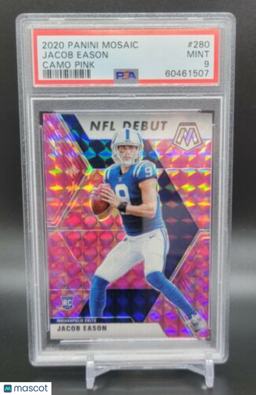 2020 Mosaic Jacob Eason Rookie Camo Pink NFL Debut - PSA 9