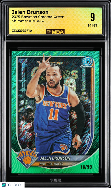 2025 Bowman Jalen Brunson #BCV-62 Chrome-Green Shimmer /99 MBA 9