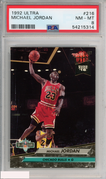 1992 ULTRA MICHAEL JORDAN #216 CHICAGO BULLS HOF PSA 8 NM-MT
