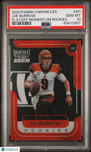 2020 Panini Chronicles Playoff Momentum Rookies Joe Burrow #M1 PSA 10