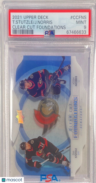 2021-2022 Upper Deck Clear Cut Foundations J. Norris T. Stutzle #CCFNS PSA 9