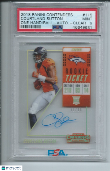 2018 Panini Contenders Courtland Sutton #115 Variation Autograph Clear PSA 9