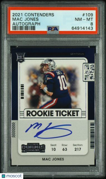2021 Panini Contenders Mac Jones #109 Autograph PSA 8