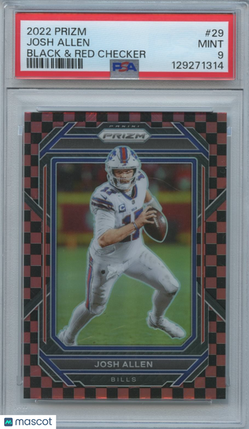 2022 Panini Prizm Josh Allen #29 Black & Red Checker Prizm Parallel/Variety Base Set PSA 9