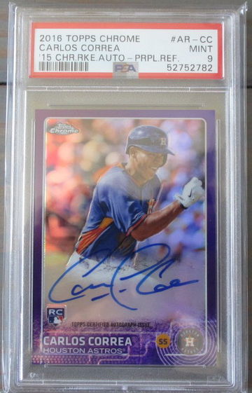 Carlos Correa RC Auto 2015 Topps Chrome Rookie Auto Purple Refractor #/250 #AR-CC PSA 9 2016