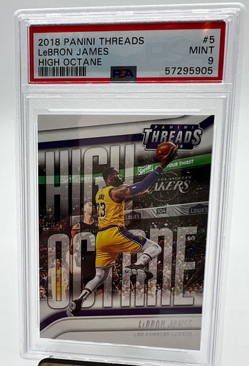 high octane LEBRON JAMES #5 Lakers 2018 PANINI THREADS PSA 9 Mint 🔥🐐 Low Pop