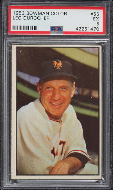 1953 Bowman Color Baseball Leo Durocher #55 PSA 5