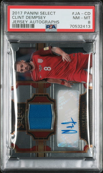 2017 Panini Select Jersey Autographs Clint Dempsey #JA-CD /100 PSA 8