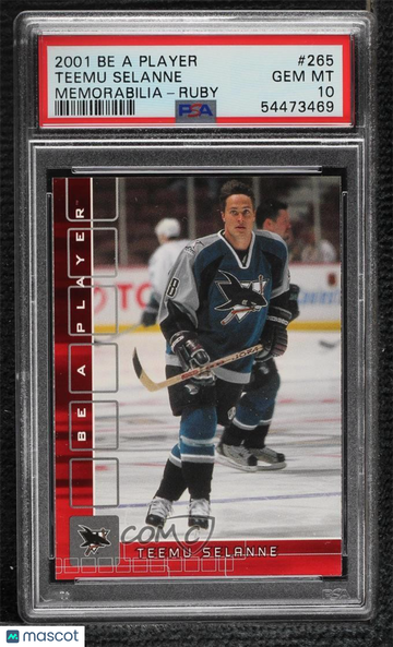 2001-02 In the Game Be A Player Memorabilia Teemu Selanne #265 Ruby /200 Parallel/Variety PSA 10