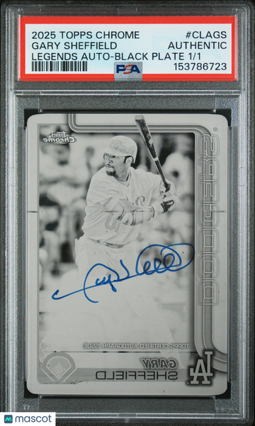 2025 Topps Chrome Legend Autographs Gary Sheffield #CLAGS Legends Black Plate /1 PSA A Topps