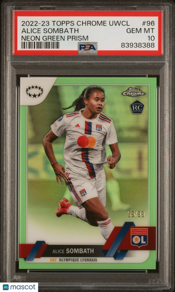 2022-23 Topps Chrome UEFA Women'S Champions League Alice Sombath #96 Neon Green Prism PSA 10