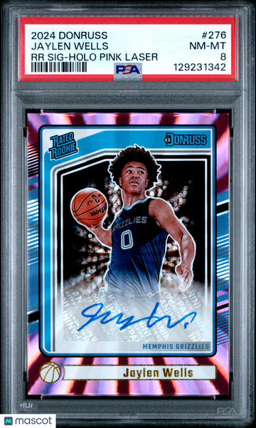 2024 Panini Donruss Jaylen Wells #276 RR SIG Holo Pink Laser PSA 8