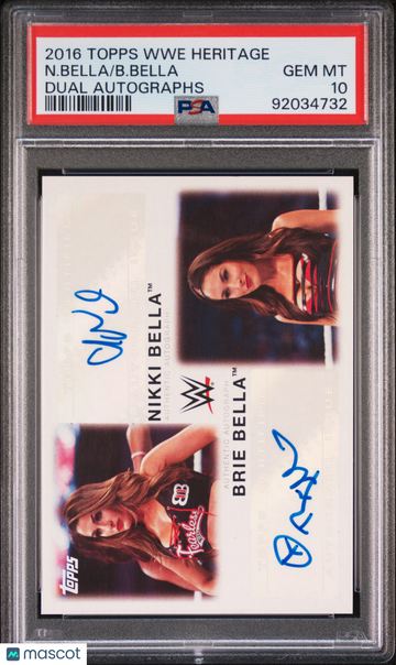 2016 Topps WWE Heritage Dual Autographs B. Bella N. Bella Dual Autographs PSA 10