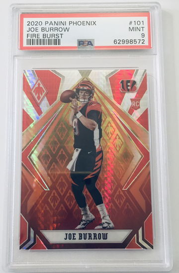 2020 Panini Phoenix Joe Burrow 101 Fire Burst PSA 9 Mint RC Rookie Card