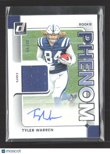 2025 Panini Donruss Football Rookie Phenom Tyler Warren #PJA-TWN /99 Jersey Patch