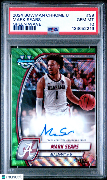 2024 Bowman Chrome University Mark Sears #99 Green Wave PSA 10