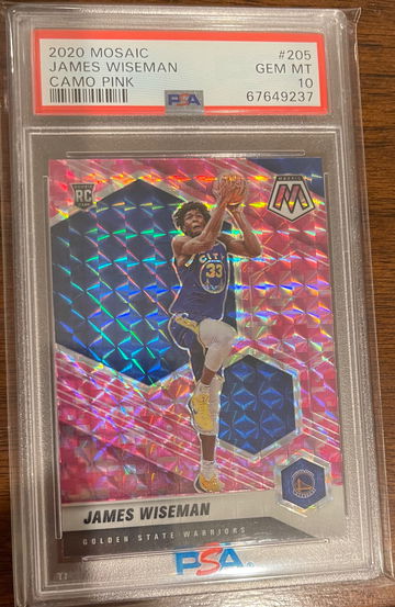 James Wiseman 2020 Panini Mosaic Camo Pink SP PSA 10 #205 RC Rookie. 