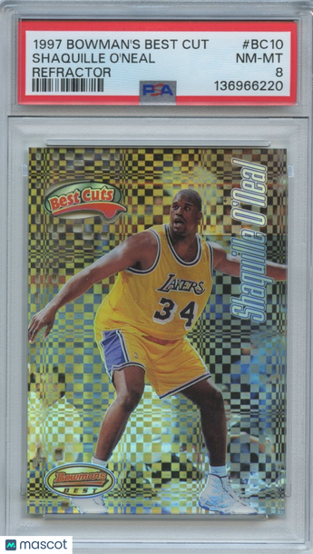 1997-98 Bowman's Best Shaquille O'Neal #BC10 Refractor Parallel/Variety Insert PSA 8